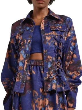 Misook Structured Corset Laced Woven Jacket NWOT XL